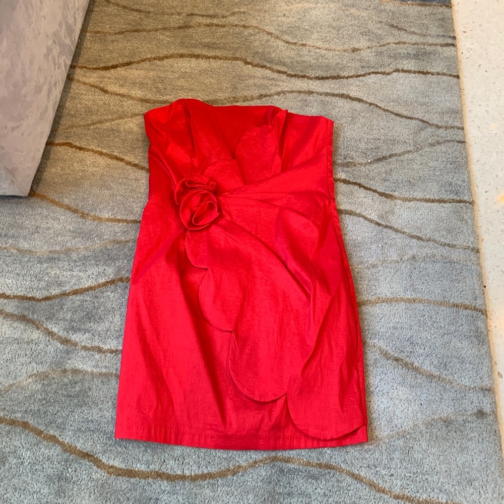 EUC, Red Jessica McClintock Strapless Dress